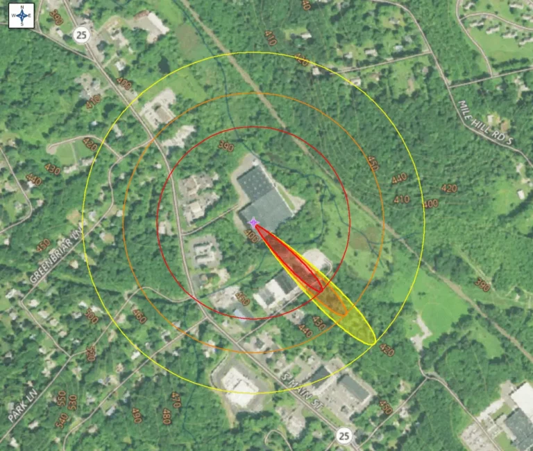 Hydrogen plume dispersion map