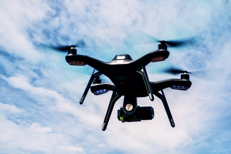 Quadcopter drone in flight
